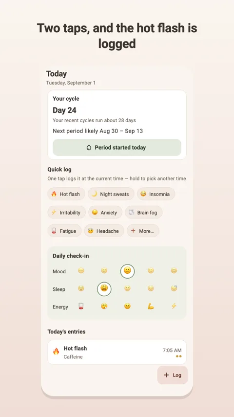 Today: symptoms and daily check-in
